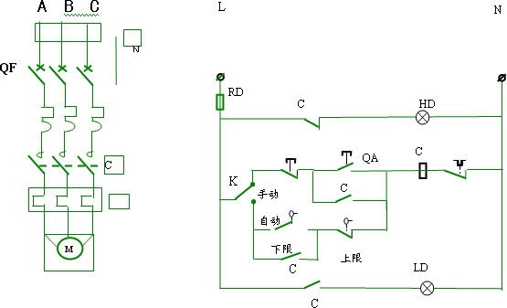 水位控制信號(hào)控制補(bǔ)水泵的電氣原理圖